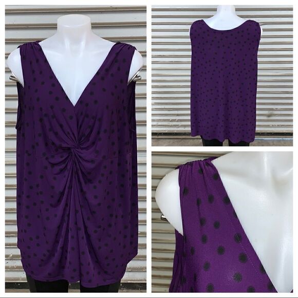 🛍️Lane Bryant size 22/24 top purple/black dots - Picture 1 of 7